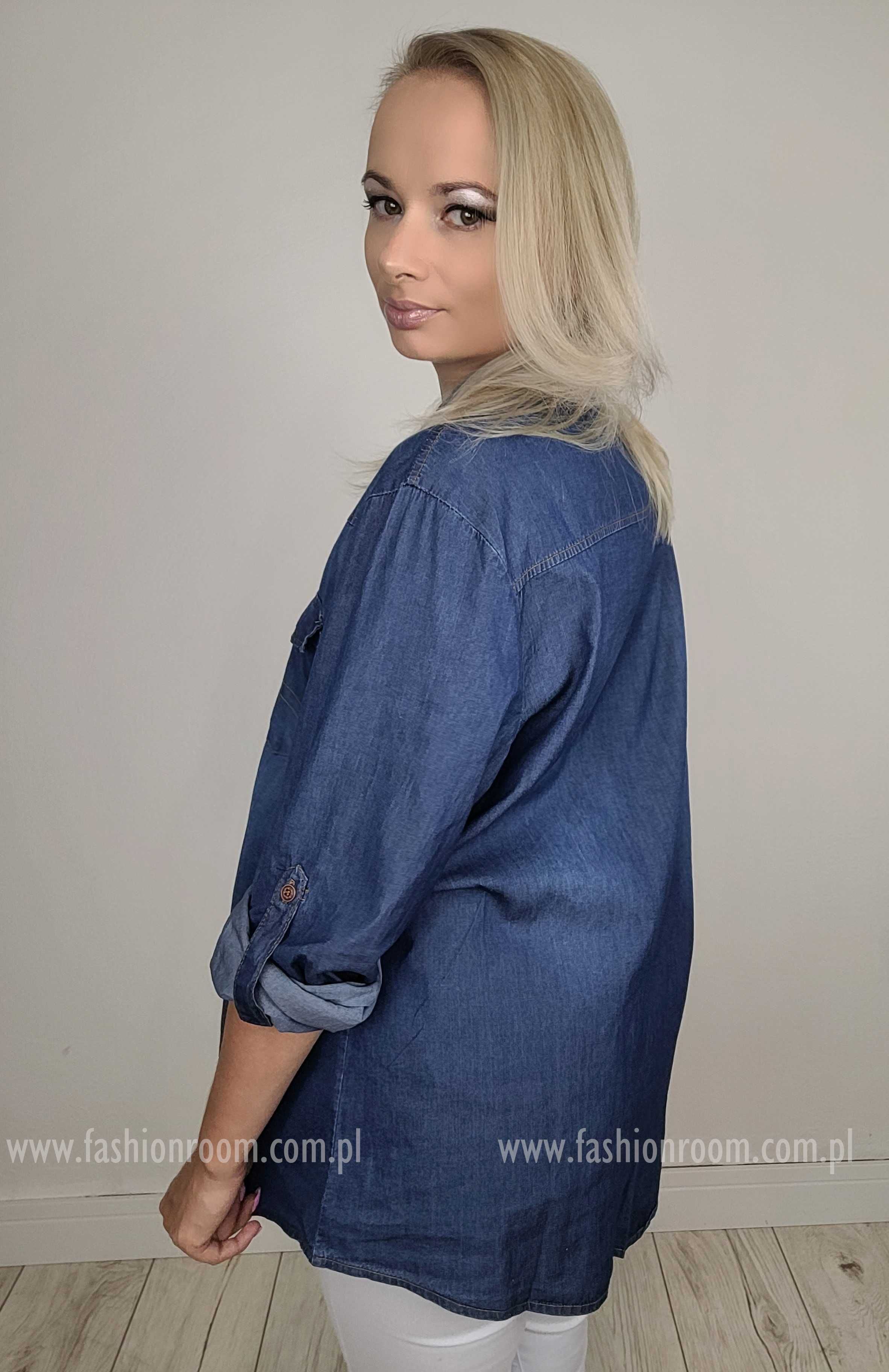 PLUS SIZE rozm 46 - 54 Koszula damska jeansowa klasyczna TU  52