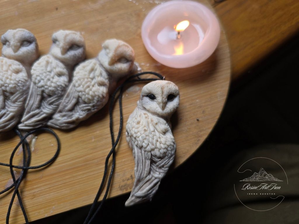 Naszyjnik Sowa rękodzieło rzeźba handmade