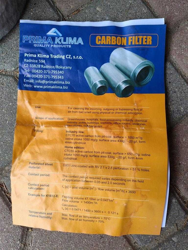 NOWY PrimaKlima Filtr węglowy Industry Line 160mm K1608