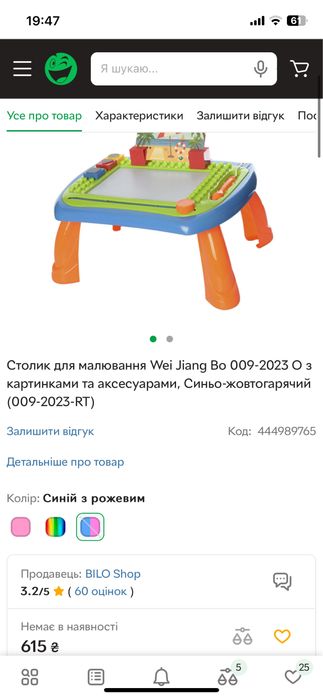 детский столик для рисования с цветной магнитной доской