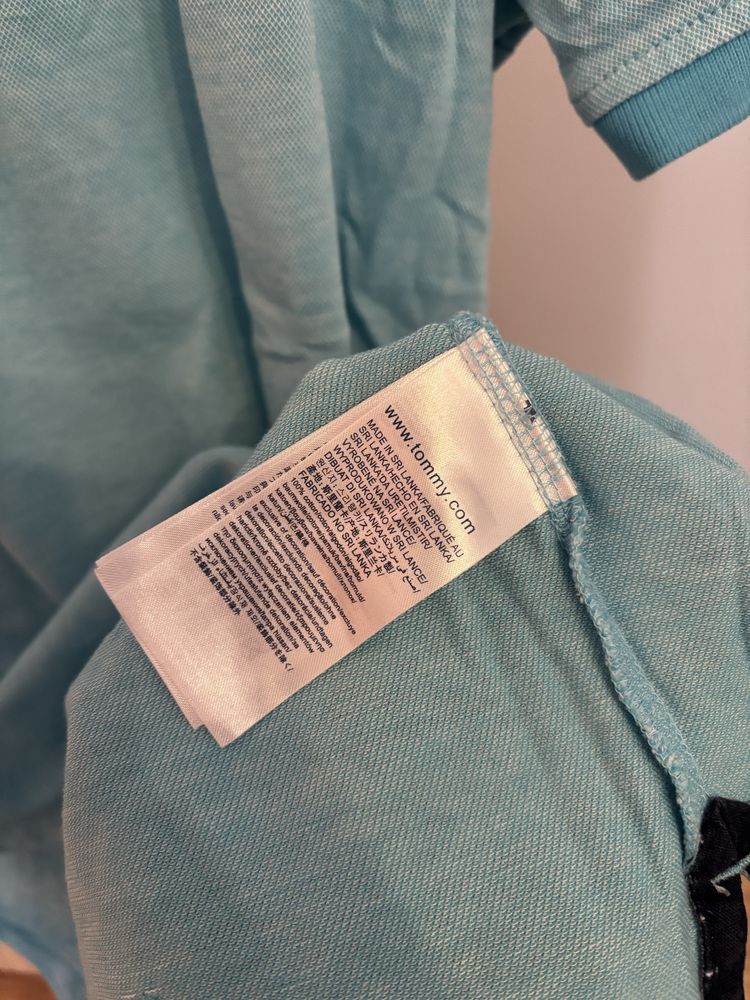 Koszulka polo bluzka z kołnierzykiem L Tommy Hilfiger jasno niebieska