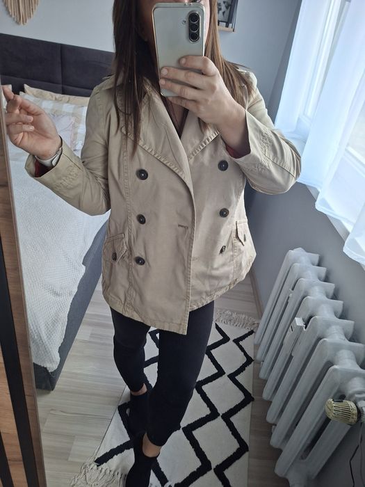 Trencz plaszcz dwurzedowy klasyczny bezowy nude Marc O'polo L XL XXL