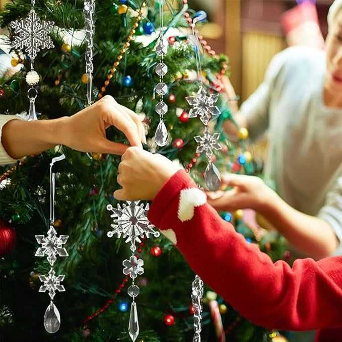 10 x ozdób choinkowych akrylowych – kryształowe płatki i sople