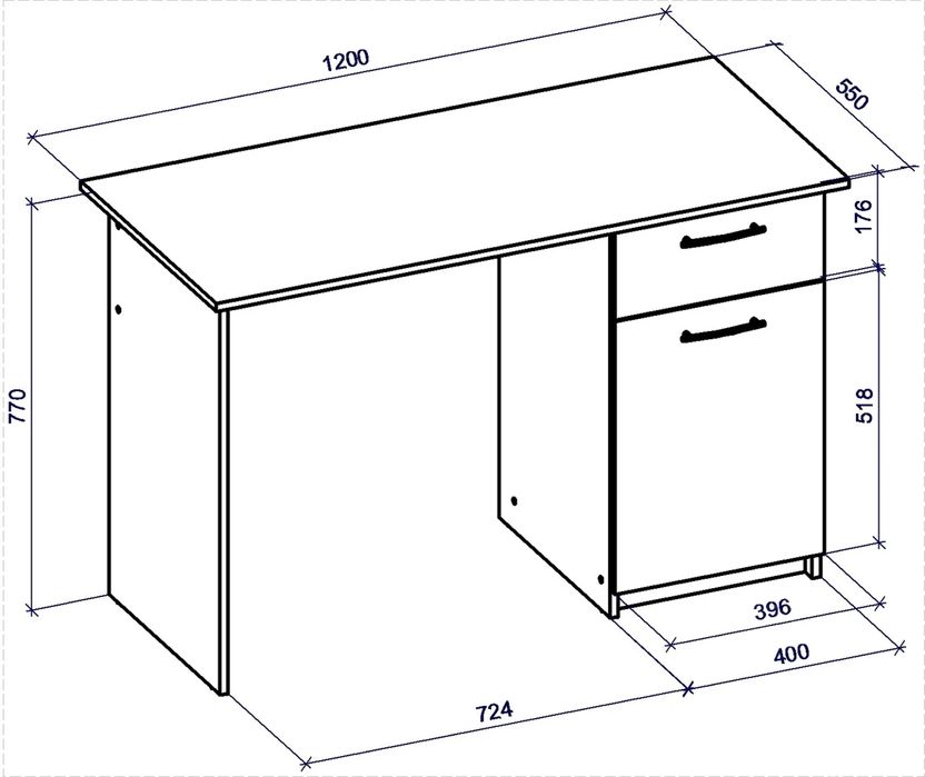 Стіл письмовий білий та дуб сонома