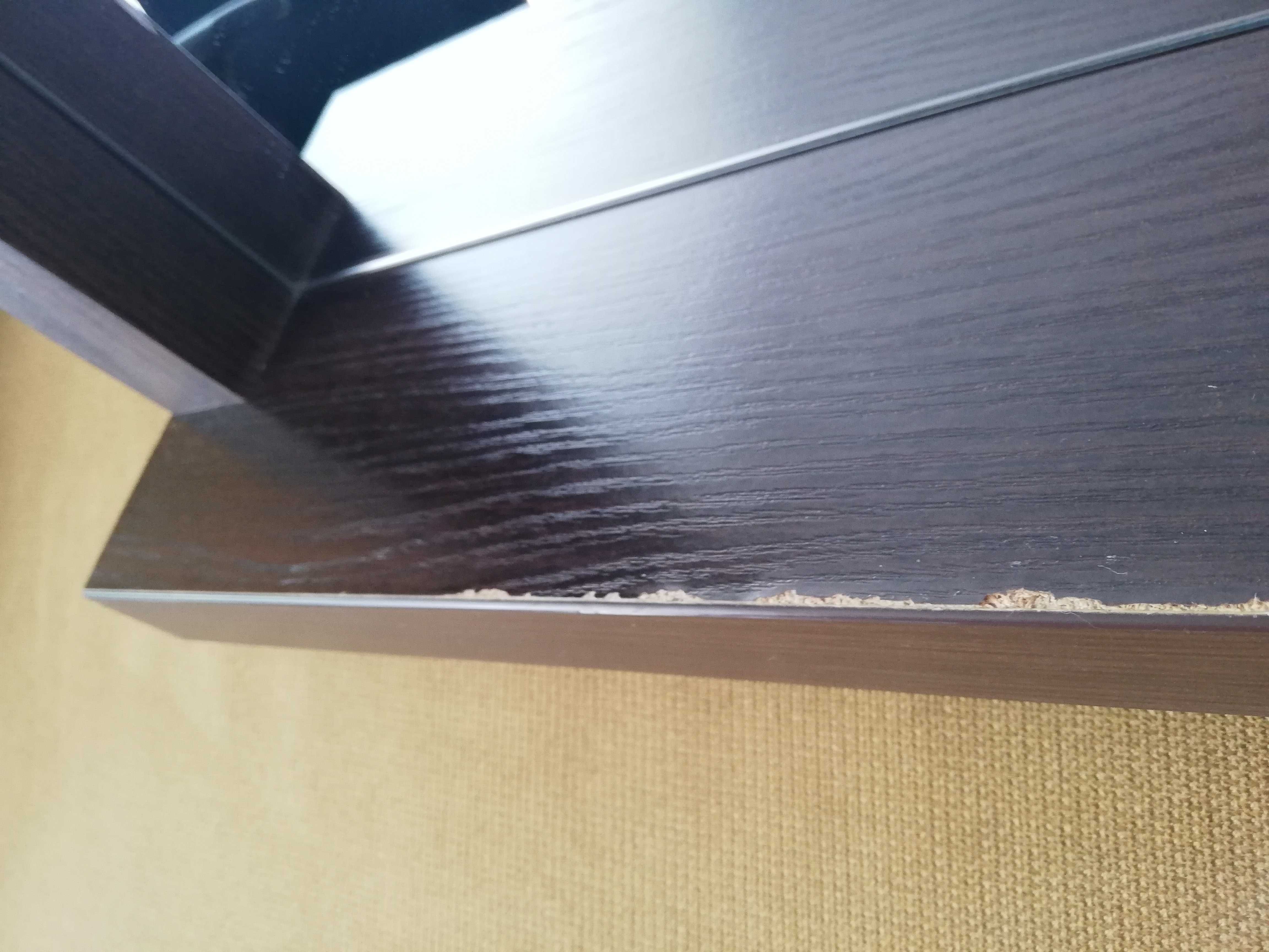 Lustro w drewnianej ramie z półką – kolor wenge