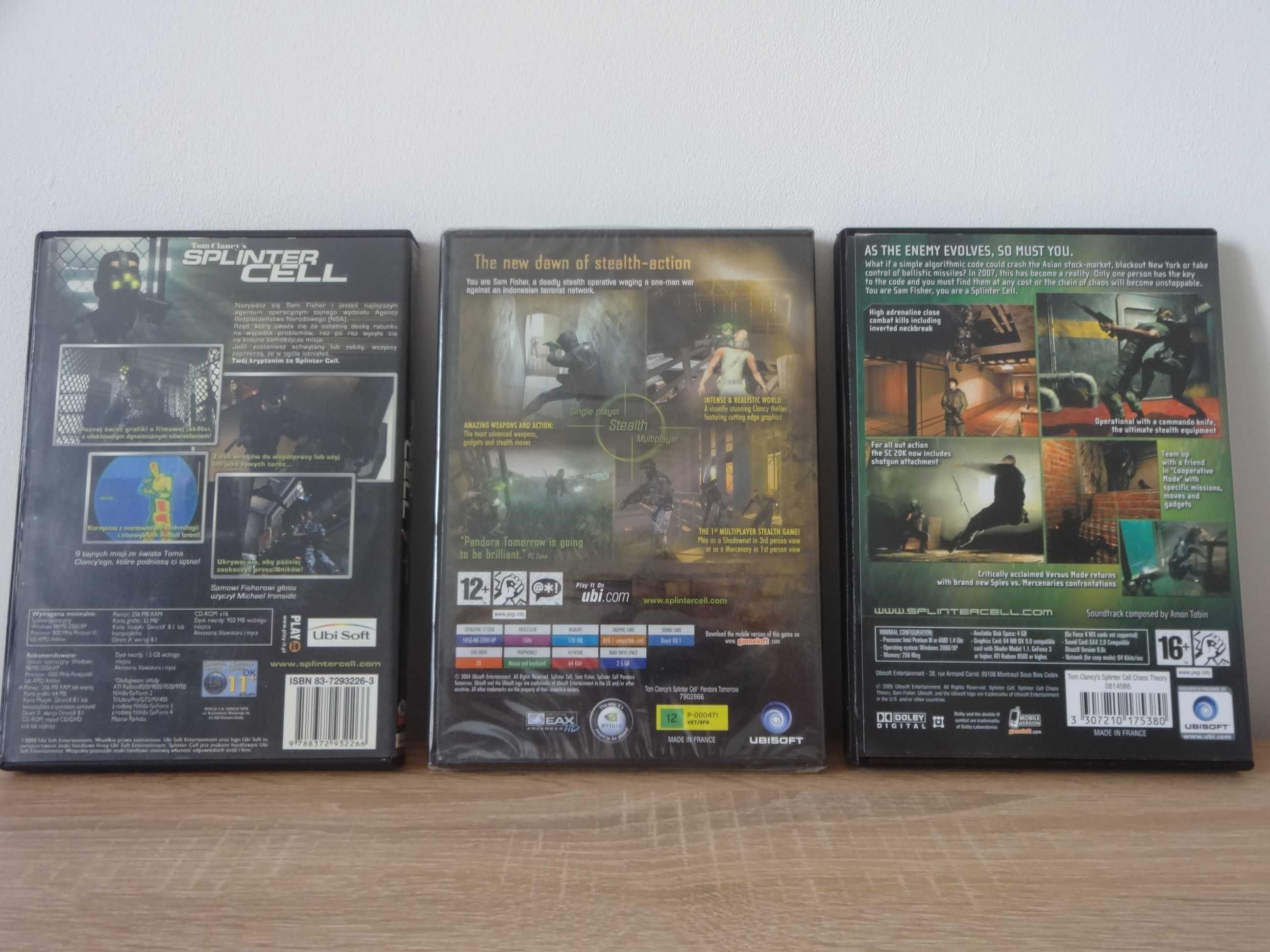Tom Clancy's Splinter Cell, Pandora Tomorrow, Chaos Theory TRYLOGIA PC