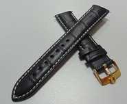 Pasek skórzany 18mm do zegarka Omega czarny brązowy kroko klamra