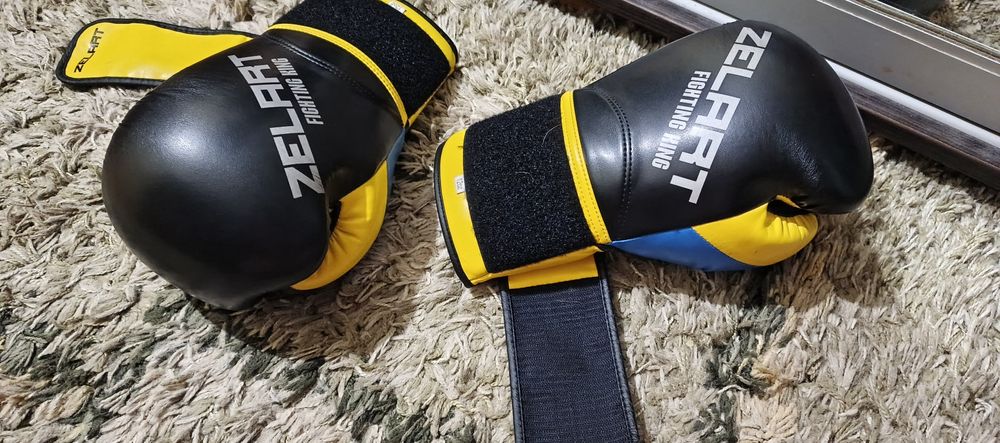 Перчатки боксерские Zelart жёлто синие 12 OZ