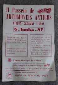 Antigo Cartaz Publicitário Passeio de Automóveis Antigos "Cadaval 87"