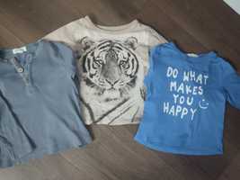3 bluzeczki newbie guziczki i h&m 92 tygrys