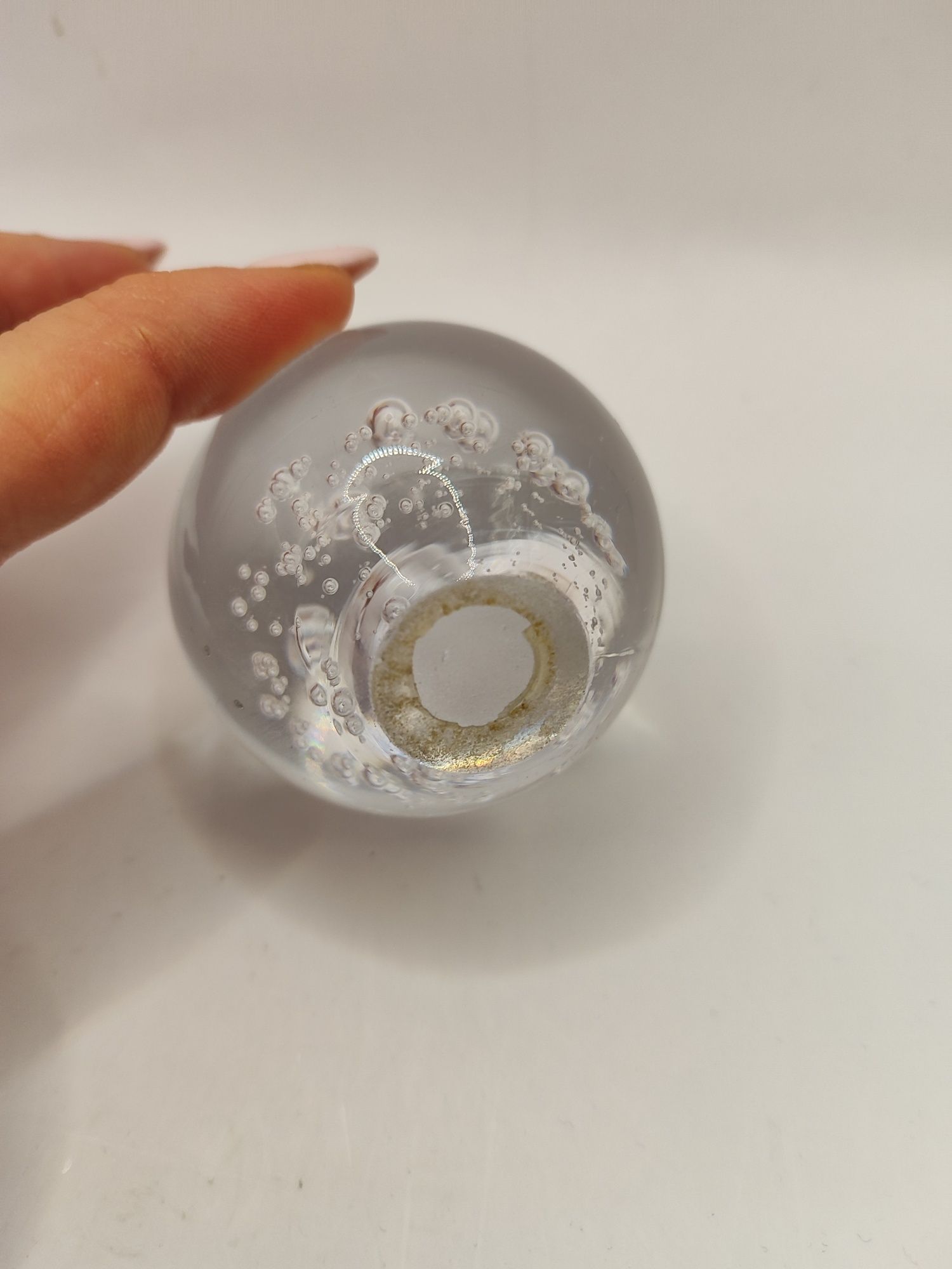 Szklana kula przycisk do papieru pęcherzyki powietrza bąbelki ozdoba