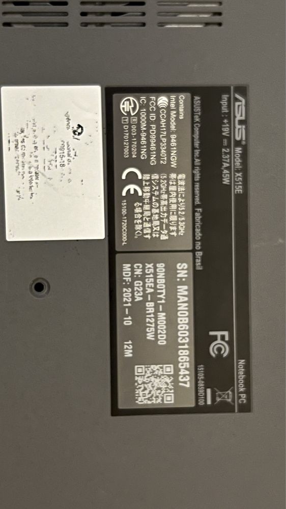 Notebook ASUS X515E – 128GB SSD – ligando, mas com defeito na tela
