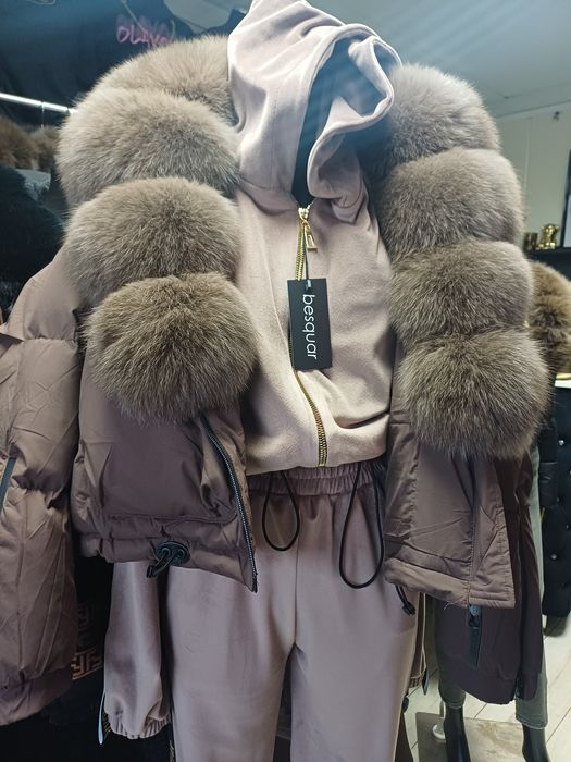 Kurtka czekolada  futro lis