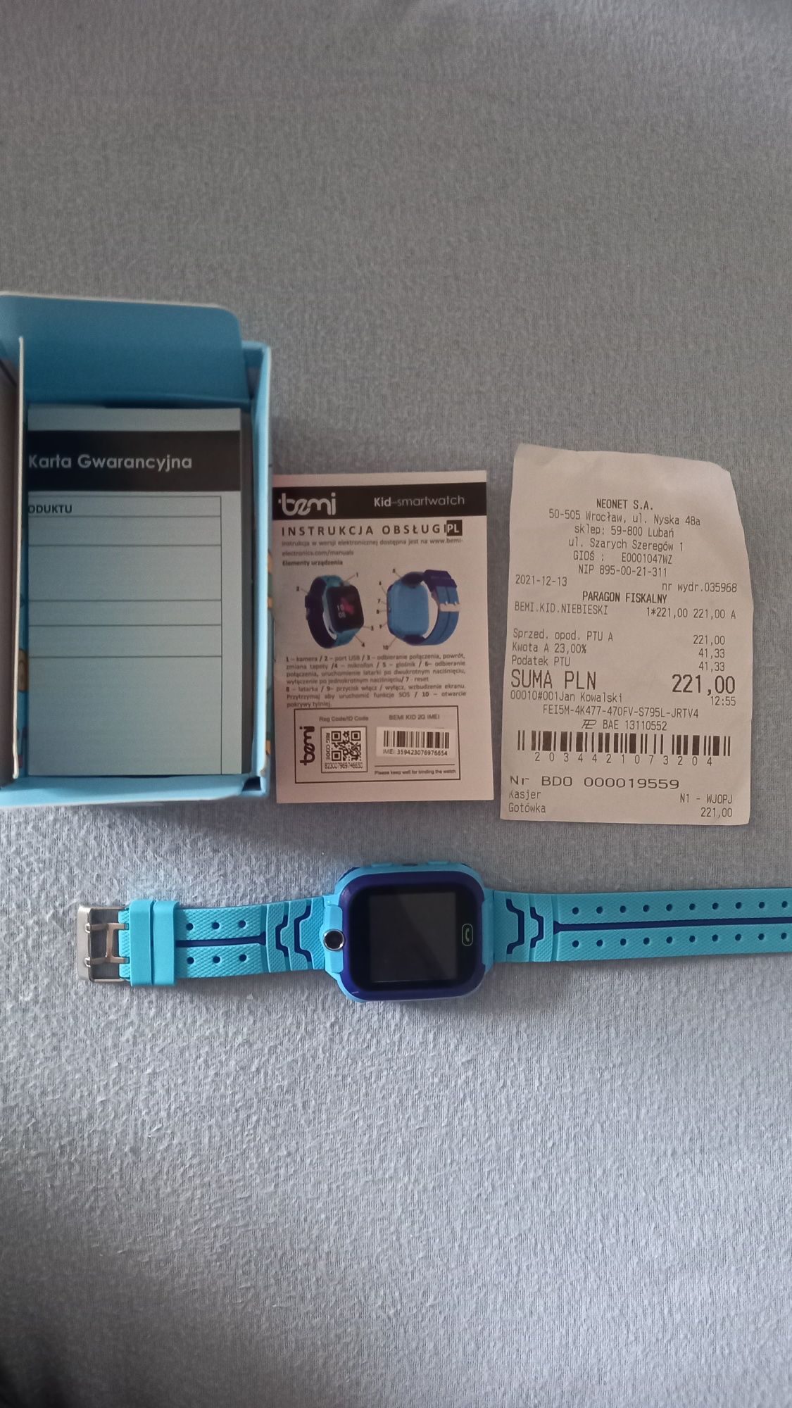 Smartwatch Bemi kid 2G niebieski