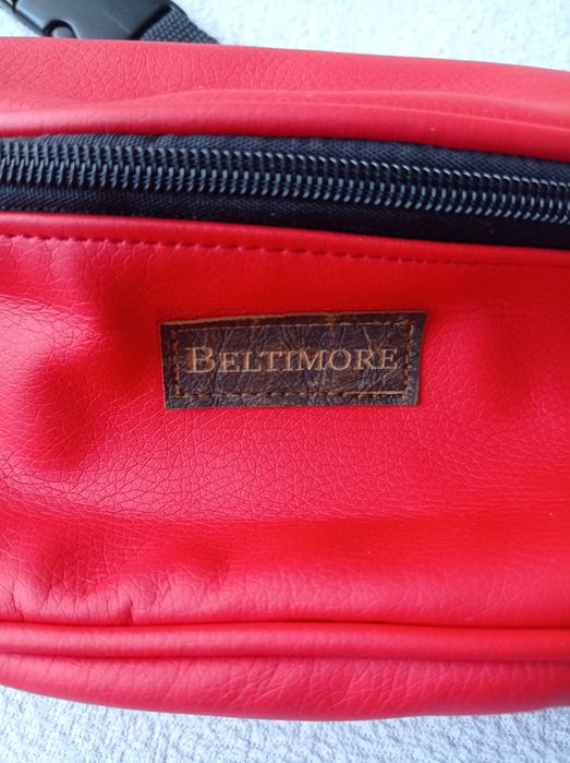 Nowa nerka damska czerwona Beltimore, skóra ekologiczna