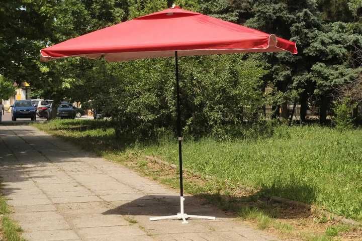 Зонт садовий торговий 2х3 метри зі срібним напиленням, червоний