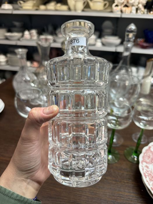 Karafka szklana fajny design z kryształowym korkiem butelka 1876