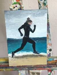 Картина маслом живопись бег спорт Мари Карачина Never stop живопис біг