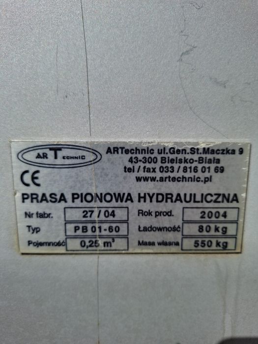 Belownica prasa do foli kartonu makulatury odpadów papieru smieci pet