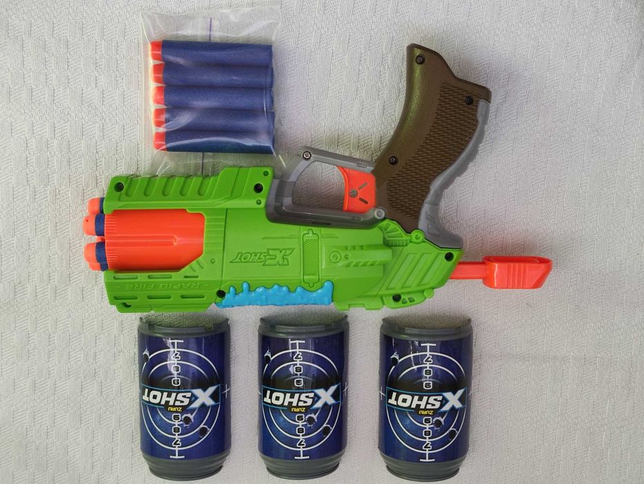 Скорострільний бластер Zuru X-Shot Rapid Fire Nerf + банки-мішені+кулі