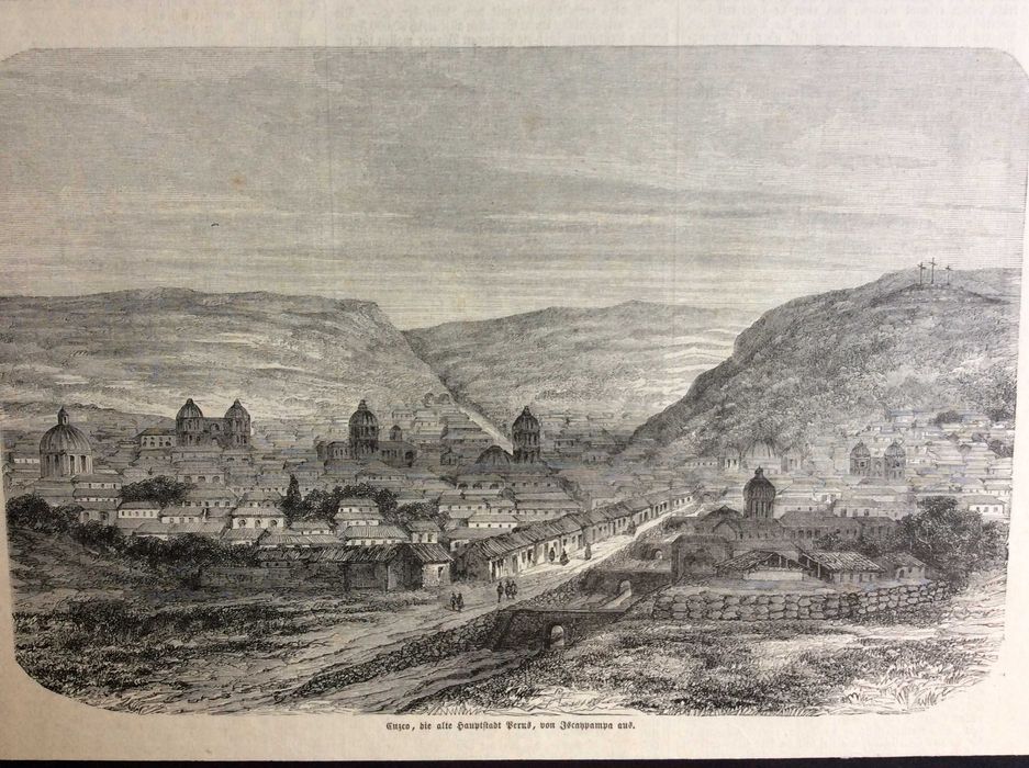 Cusco, a antiga capital do Peru - Litografia  alemã do século XIX