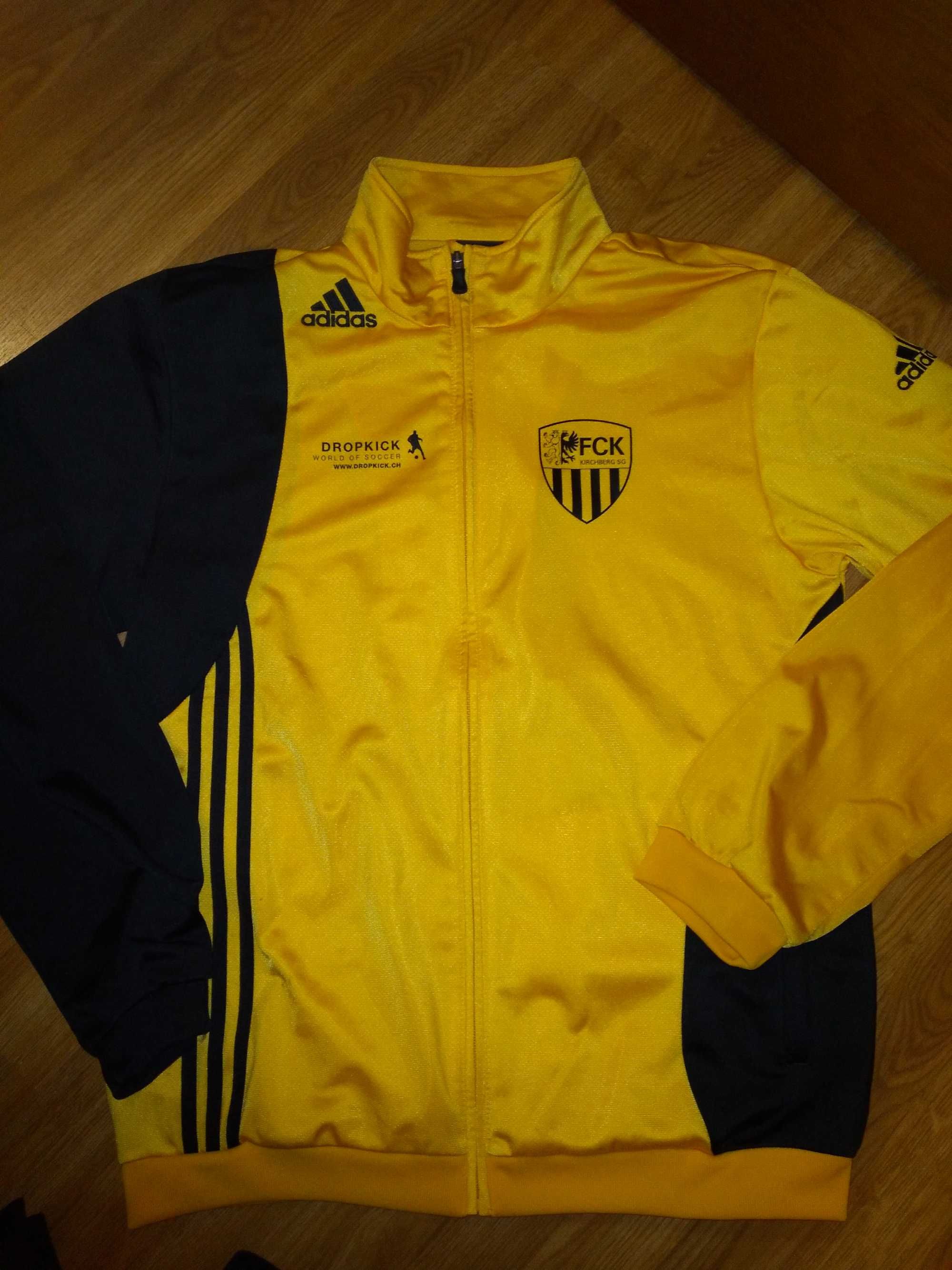 Кофта спортивная Adidas L 48р. желтая с черным рукавом Спортивна кофта