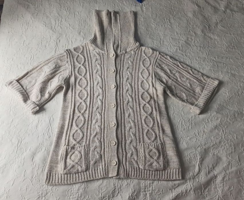 Sweter rozpinany ciepły kardigan warkocze rozmiar XXL