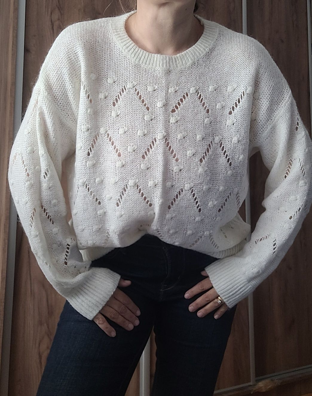 Sweter ażurowy z moherem H&M