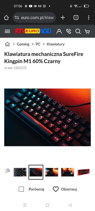 Klawiatura Mechaniczna SureFire Kingpin M1 60% Czarny