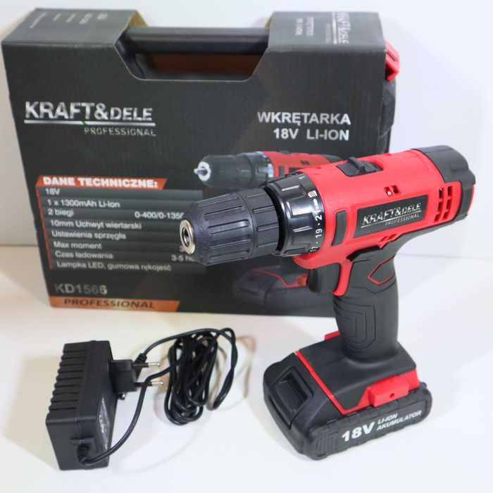 Wiertarko-wkrętarka akumulatorowa 18V Li-Ion Kraft&Dele KD1566