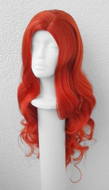 Czerwona ruda peruka Triss Arielka cosplay wig z przedziałkiem