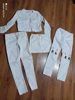 Komplet katana jeansy biały rozmiar 134