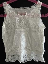 H&M biała koronkowa bluzka 100% bawełna, rozmiar 98/104
