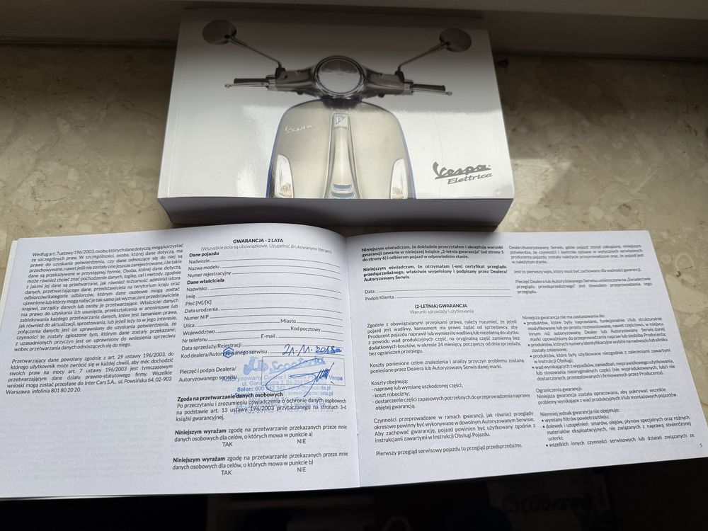 Vespa elettrica L3 Vmax 55km/h salon PL I wł. przebieg 1250 km
