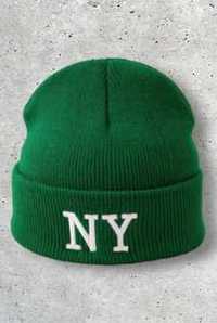 czapka zielona z nadrukiem NY