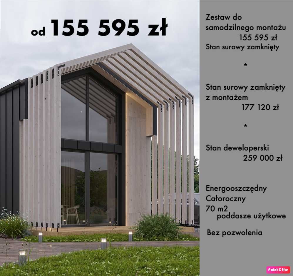 Dom modułowy całoroczny 70 m2 energooszczędny Tiny House 2+2  MTB FOUR