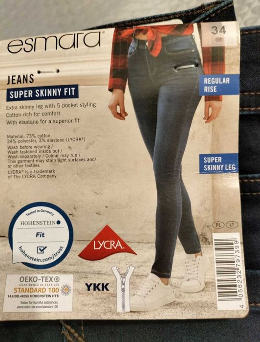 Spodnie damskie Jeans super skinny fit rozm 34