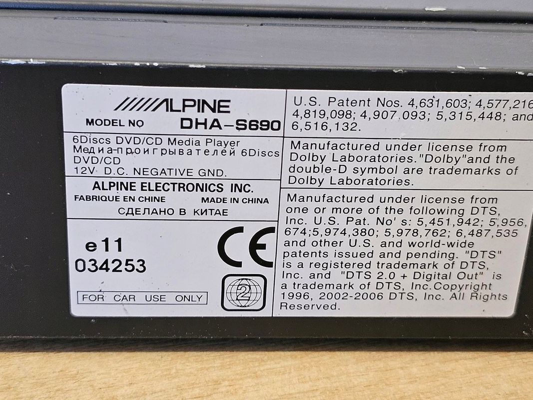 Zmieniarka Płyt Cd/dvd Alpine Dha-s690