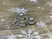 Kolczyki perełki srebrne 925 vintage prezent świąteczny