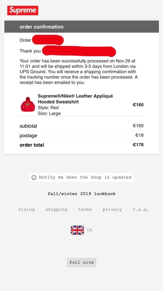 Supreme/Nike Leather Appliqué Hooded Sweatshirt