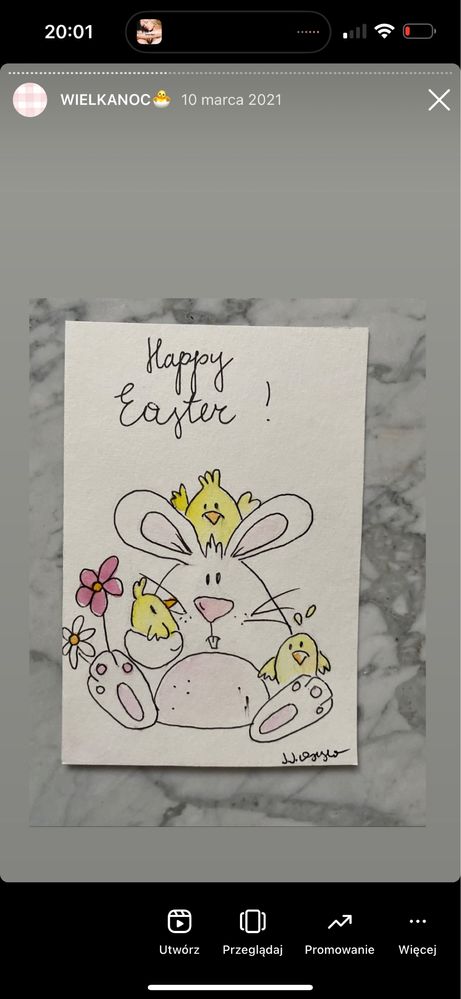 Kartka wielkanocna wielkanoc easter królik kurczak boho