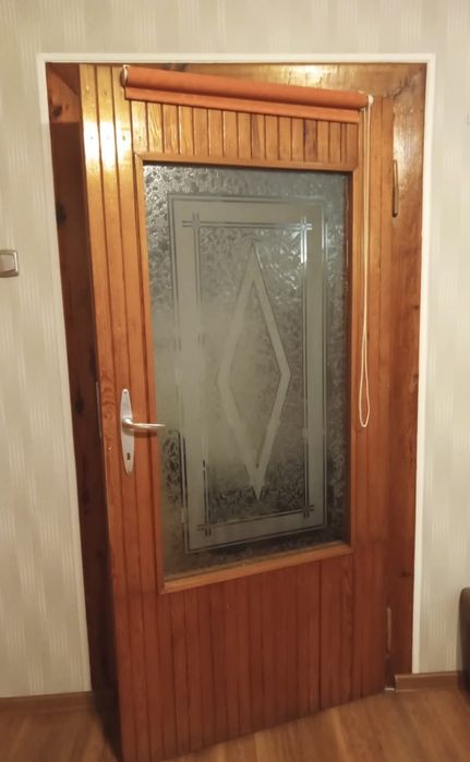 Drzwi drewniane boazeria szkło stare piękne