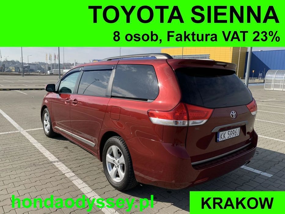 Toyota Sienna 8 osob, 6 biegow, czysty CARFAX, Faktura VAT 23% 189.000 kilometrow