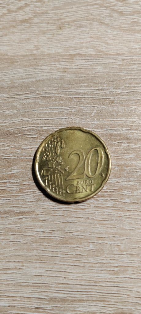 Moneta 20 Euro Cent, Holandia, 1999