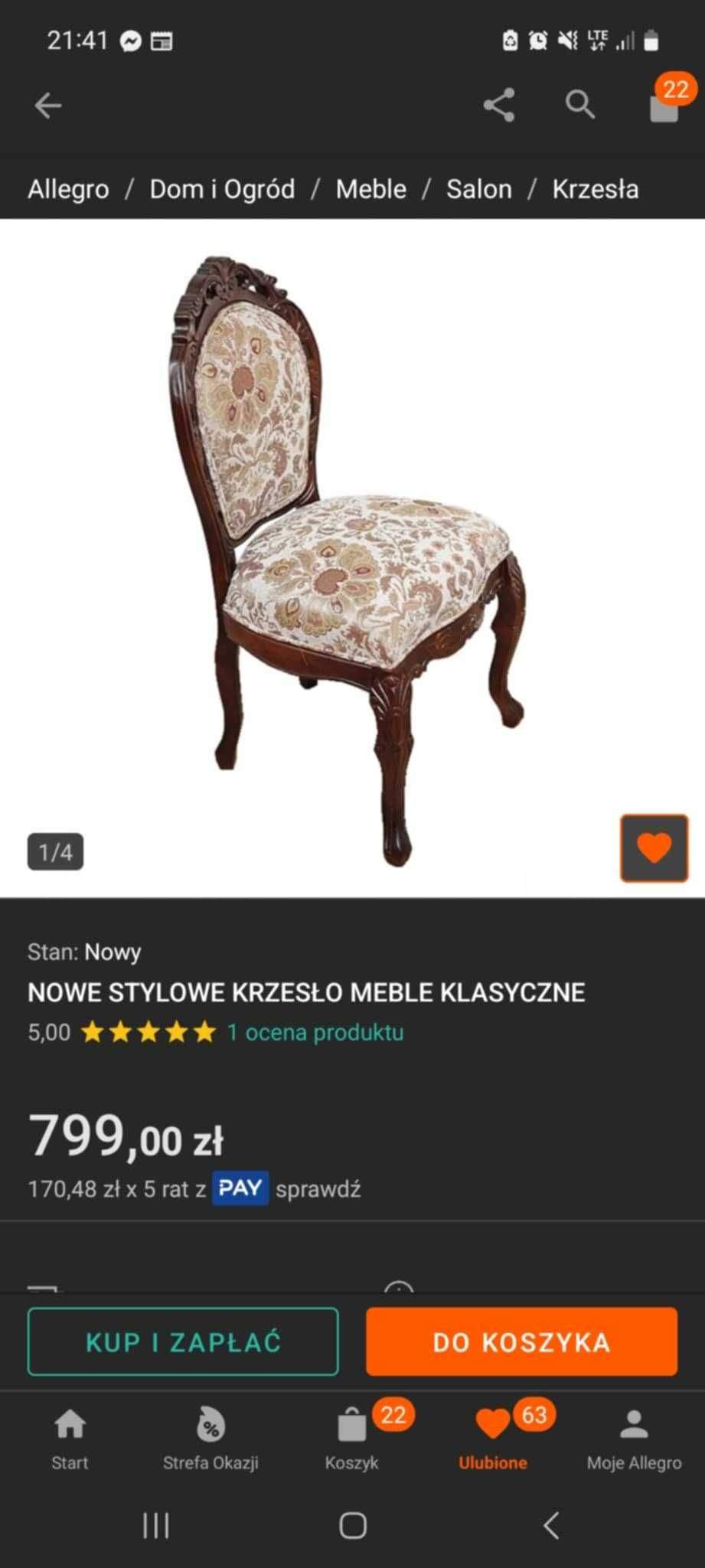 3 krzesła ludwikowskie i okrągły stół rozkładany