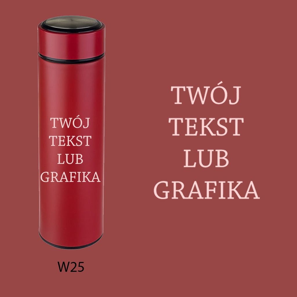 Termos kubek termiczny led wyświetlacz temp nadruk prezent RED