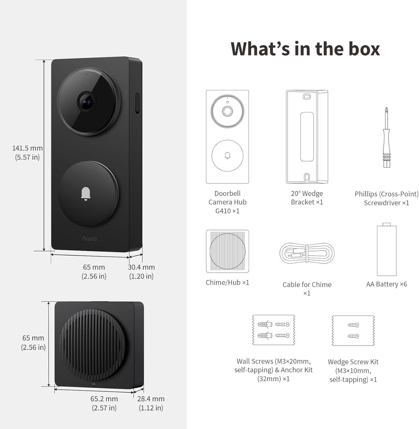Aqara Smart Video Intercom G410 2K, Hub Matter Black