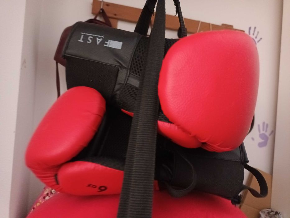 Saco de box e luvas