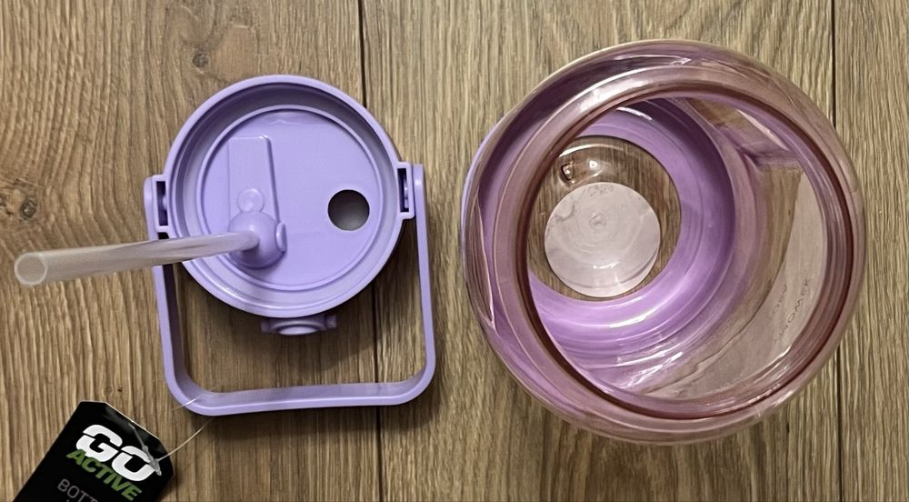 Bidon butelka na wodę XXL 2l rożowa poręczna