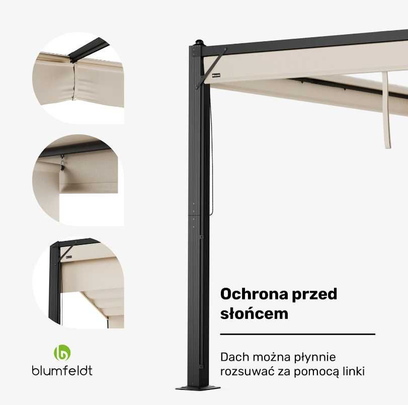 Altana ogrodowa Blumfeldt Pantheon Cortina 3x3m z roletami